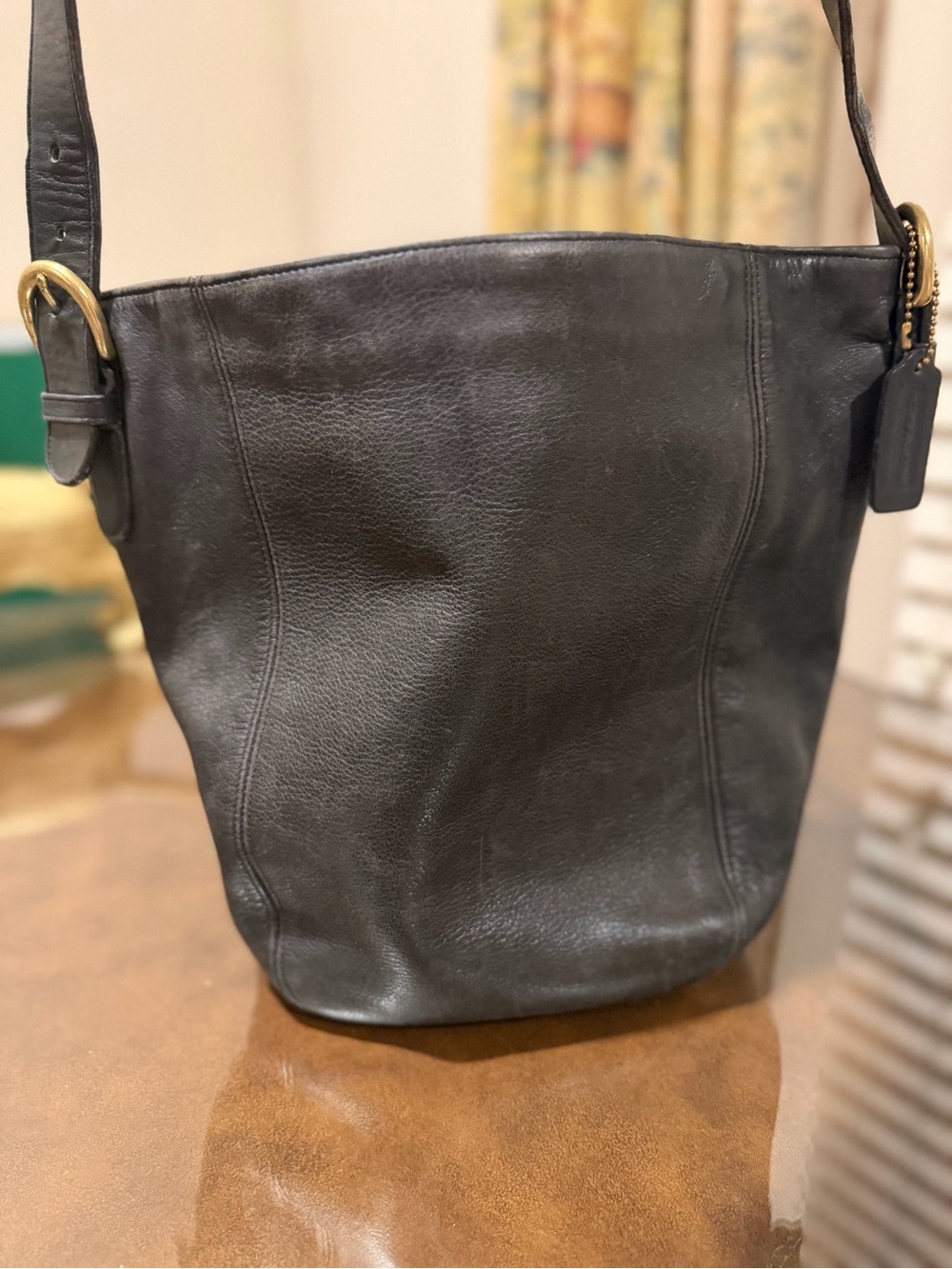 Coach Vintage 125 1980/90s Black Monterey SoHo Leather Brass Shoulder Bag